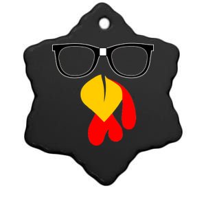 Hipster Turkey Nerd Glasses Thanksgiving Ceramic Star Ornament