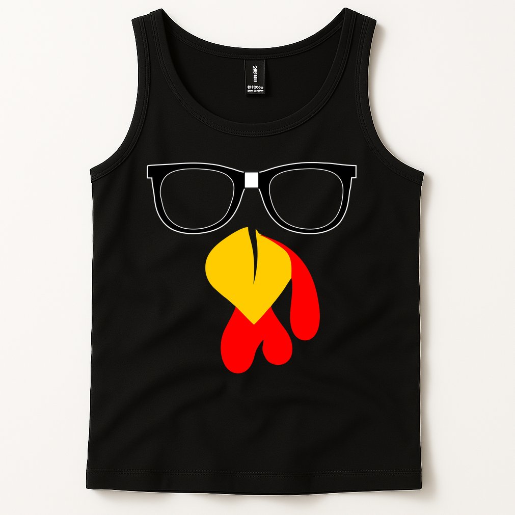 Hipster Turkey Nerd Glasses Thanksgiving Tank Top