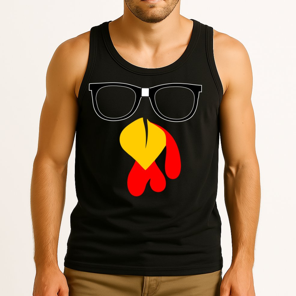 Hipster Turkey Nerd Glasses Thanksgiving Tank Top
