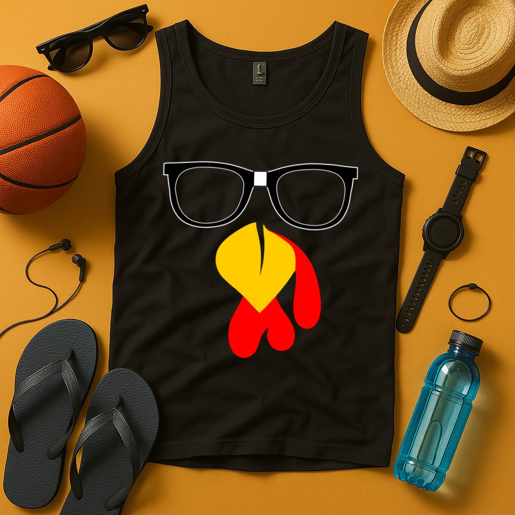 Hipster Turkey Nerd Glasses Thanksgiving Tank Top