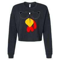 Hipster Turkey Nerd Glasses Thanksgiving Cropped Pullover Crew