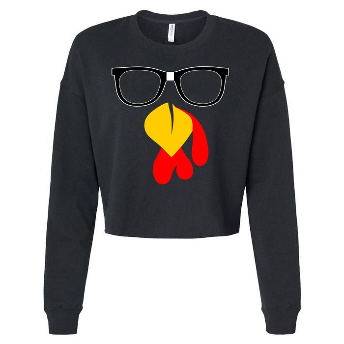 Hipster Turkey Nerd Glasses Thanksgiving Cropped Pullover Crew