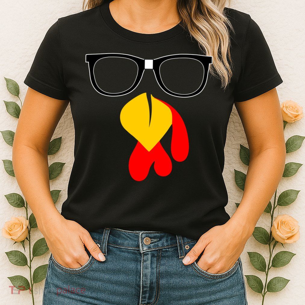 Hipster Turkey Nerd Glasses Thanksgiving Womens T-Shirt