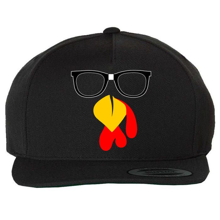 Hipster Turkey Nerd Glasses Thanksgiving Wool Snapback Cap