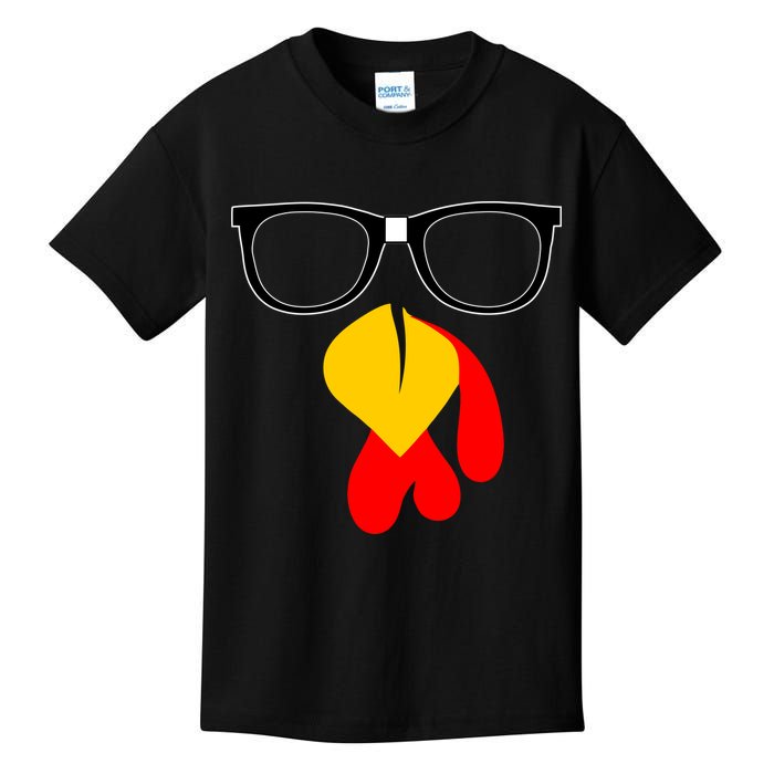 Hipster Turkey Nerd Glasses Thanksgiving Kids T-Shirt