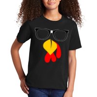 Hipster Turkey Nerd Glasses Thanksgiving Kids T-Shirt