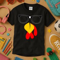 Hipster Turkey Nerd Glasses Thanksgiving Kids T-Shirt