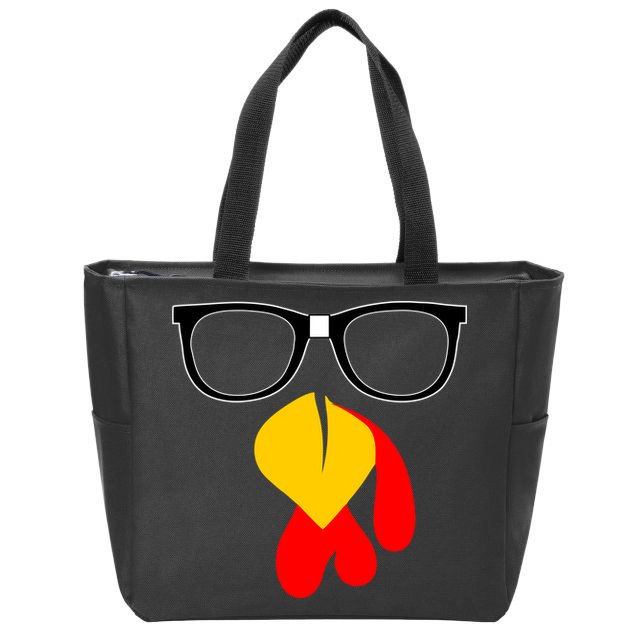 Hipster Turkey Nerd Glasses Thanksgiving Zip Tote Bag
