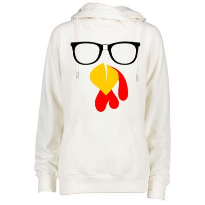 Hipster Turkey Nerd Glasses Thanksgiving Womens Funnel Neck Pullover Hood