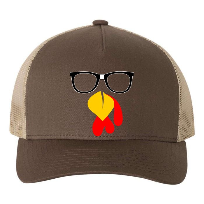 Hipster Turkey Nerd Glasses Thanksgiving Yupoong Adult 5-Panel Trucker Hat