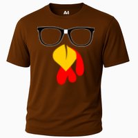 Hipster Turkey Nerd Glasses Thanksgiving Cooling Performance Crew T-Shirt