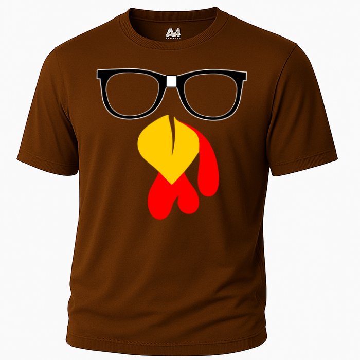 Hipster Turkey Nerd Glasses Thanksgiving Cooling Performance Crew T-Shirt