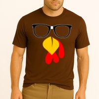 Hipster Turkey Nerd Glasses Thanksgiving Cooling Performance Crew T-Shirt