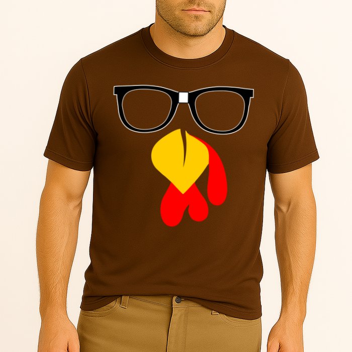 Hipster Turkey Nerd Glasses Thanksgiving Cooling Performance Crew T-Shirt