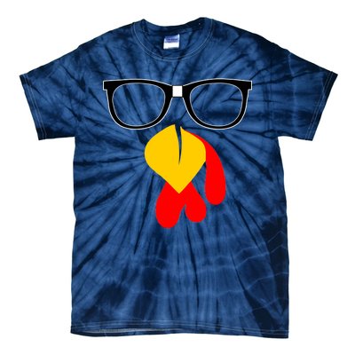 Hipster Turkey Nerd Glasses Thanksgiving Tie-Dye T-Shirt