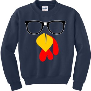 Hipster Turkey Nerd Glasses Thanksgiving Kids Sweatshirt