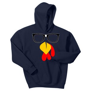 Hipster Turkey Nerd Glasses Thanksgiving Kids Hoodie