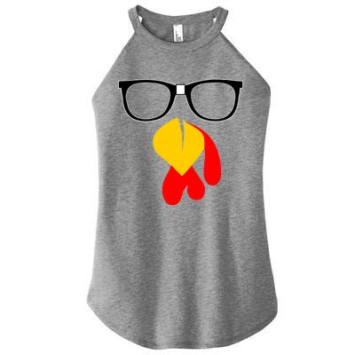 Hipster Turkey Nerd Glasses Thanksgiving Women’s Perfect Tri Rocker Tank