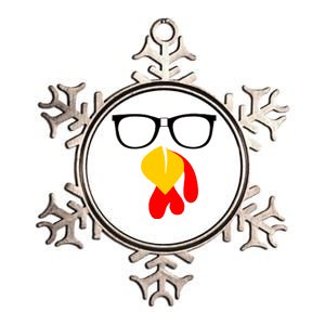 Hipster Turkey Nerd Glasses Thanksgiving Metallic Star Ornament