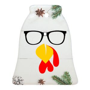 Hipster Turkey Nerd Glasses Thanksgiving Ceramic Bell Ornament