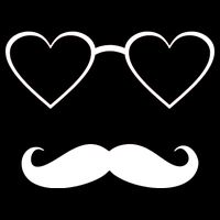 Hipster Valentine's Day Heart Glasses w/ Mustache Women's Crop Top Tee