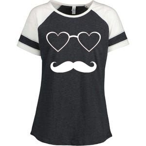 Hipster Valentine's Day Heart Glasses w/ Mustache Enza Ladies Jersey Colorblock Tee