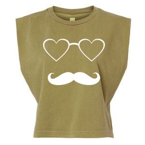 Hipster Valentine's Day Heart Glasses w/ Mustache Garment-Dyed Women's Muscle Tee