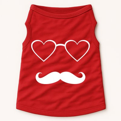 Hipster Valentine's Day Heart Glasses w/ Mustache Doggie Tank