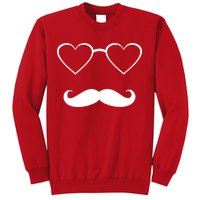 Hipster Valentine's Day Heart Glasses w/ Mustache Sweatshirt