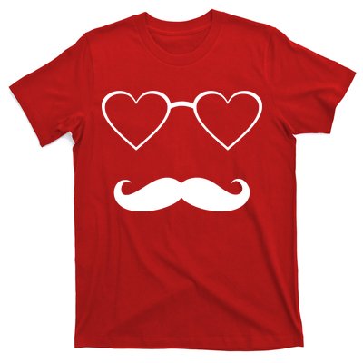 Hipster Valentine's Day Heart Glasses w/ Mustache T-Shirt