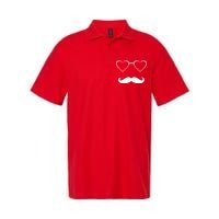 Hipster Valentine's Day Heart Glasses w/ Mustache Softstyle Adult Sport Polo