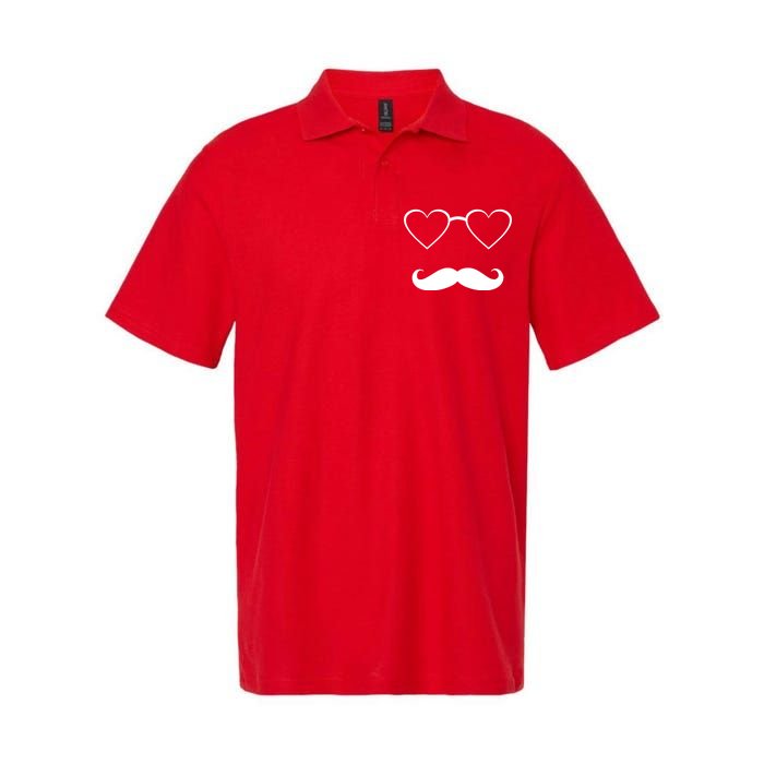 Hipster Valentine's Day Heart Glasses w/ Mustache Softstyle Adult Sport Polo