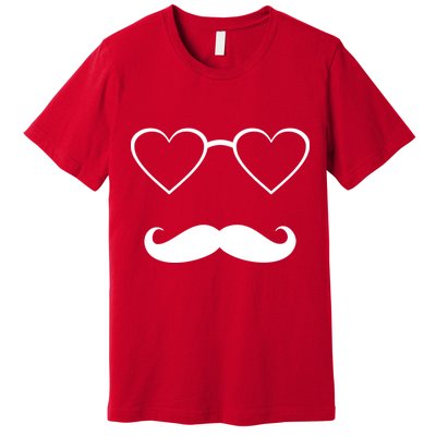 Hipster Valentine's Day Heart Glasses w/ Mustache Premium T-Shirt