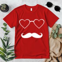 Hipster Valentine's Day Heart Glasses w/ Mustache Premium T-Shirt