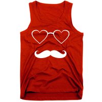 Hipster Valentine's Day Heart Glasses w/ Mustache Tank Top