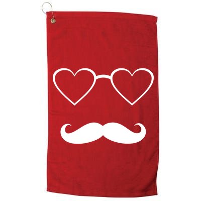 Hipster Valentine's Day Heart Glasses w/ Mustache Golf Towel