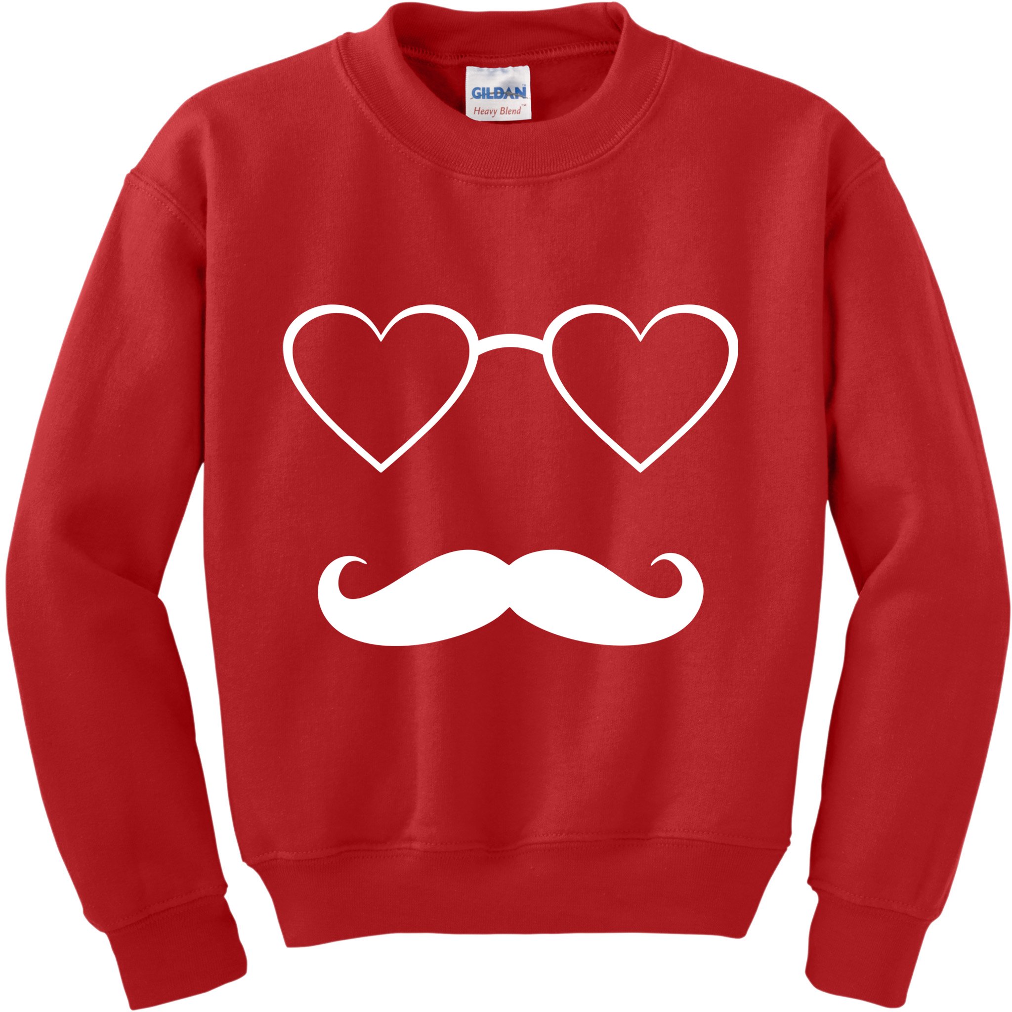 Hipster Valentine's Day Heart Glasses w/ Mustache Kids Sweatshirt