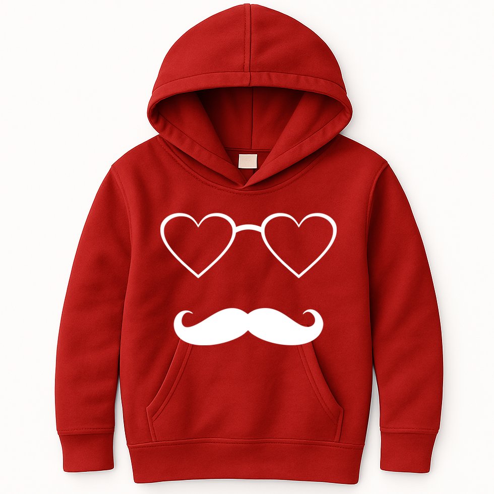 Hipster Valentine's Day Heart Glasses w/ Mustache Kids Hoodie