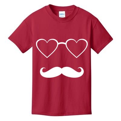 Hipster Valentine's Day Heart Glasses w/ Mustache Kids T-Shirt