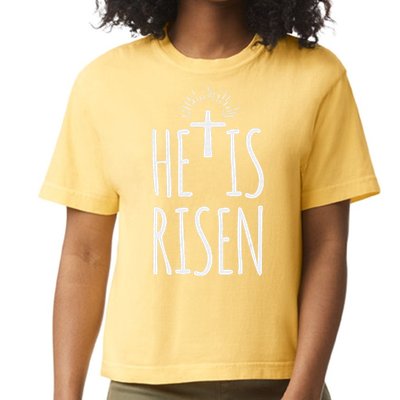 He Is Risen Christian Gifts Happy Easter Comfort Colors Boxy T-Shirt