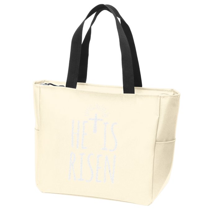 He Is Risen Christian Gifts Happy Easter Zip Tote Bag