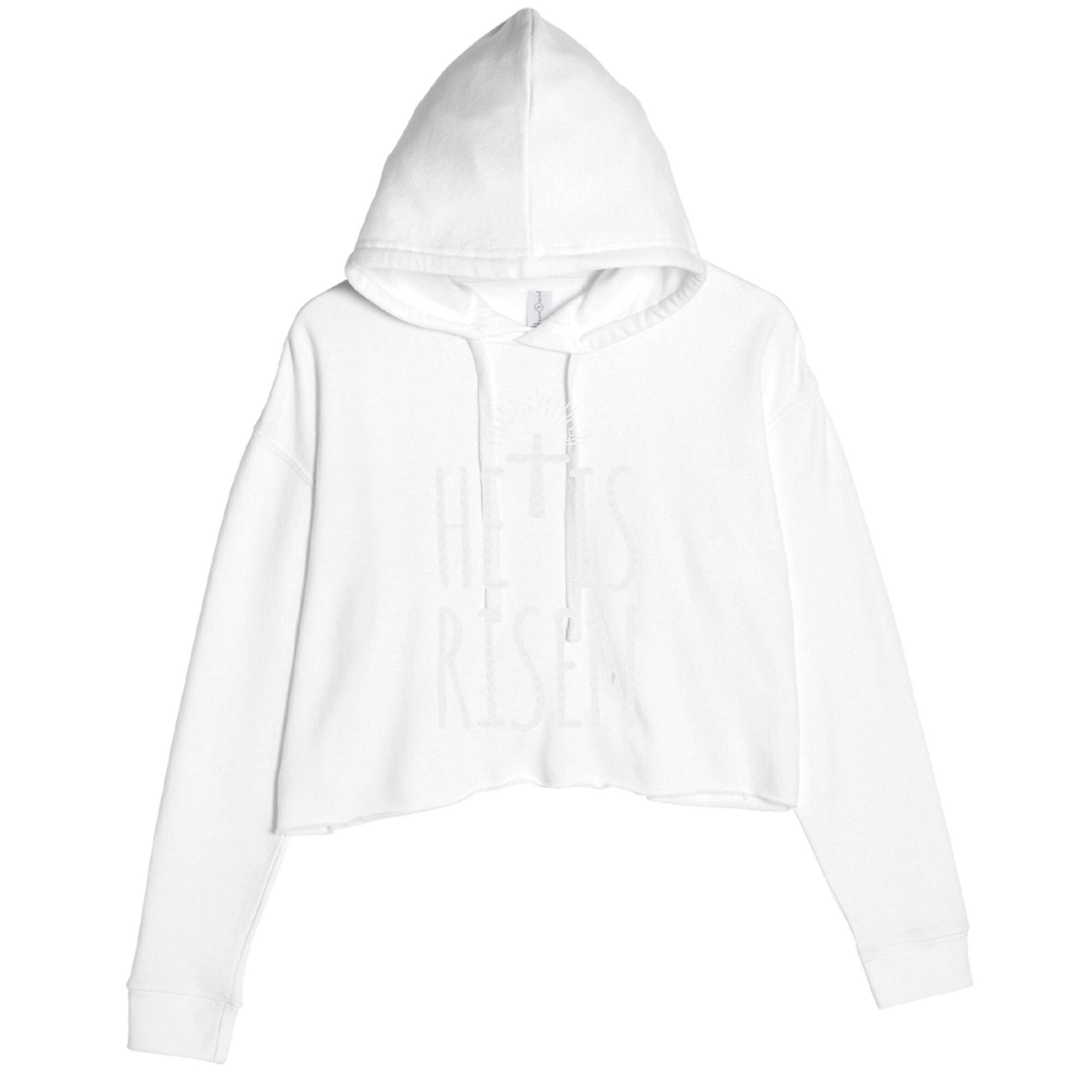 He Is Risen Christian Gifts Happy Easter Crop Fleece Hoodie