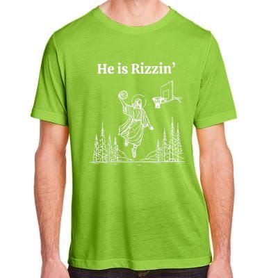 He Is Rizzin Funny Basketball Retro Christian Religious Adult ChromaSoft Performance T-Shirt