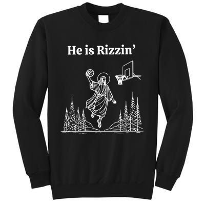 He Is Rizzin Funny Basketball Retro Christian Religious Sweatshirt