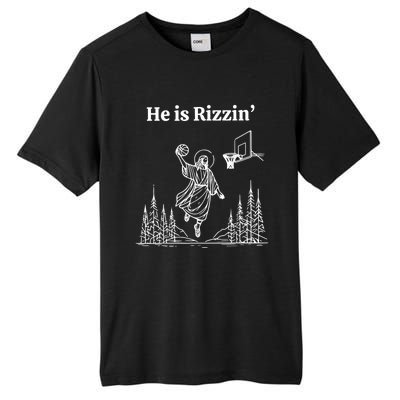 He Is Rizzin Funny Basketball Retro Christian Religious Tall Fusion ChromaSoft Performance T-Shirt