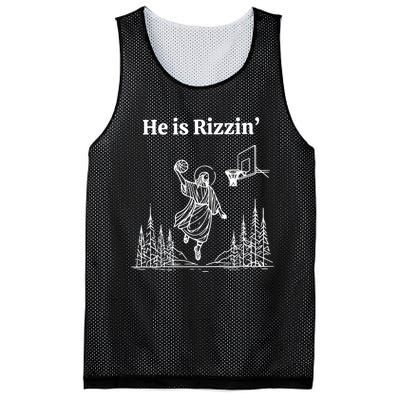 He Is Rizzin Funny Basketball Retro Christian Religious Mesh Reversible Basketball Jersey Tank