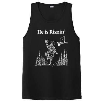 He Is Rizzin Funny Basketball Retro Christian Religious PosiCharge Competitor Tank