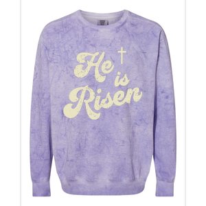 He Is Risen Cross Jesus Easter Day Christians Colorblast Crewneck Sweatshirt