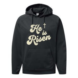 He Is Risen Cross Jesus Easter Day Christians Performance Fleece Hoodie