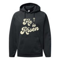 He Is Risen Cross Jesus Easter Day Christians Performance Fleece Hoodie